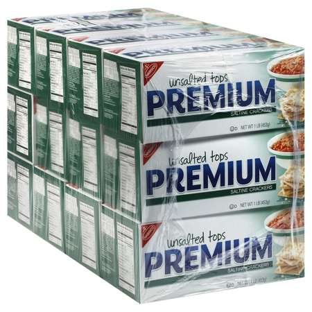 Premium Nabisco Unsalted Saltine Crackers 1lbs Box, PK12 00055